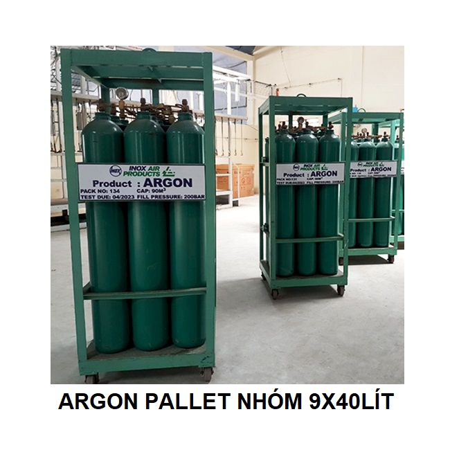 Khí Argon công nghiệp 4.5 (purity ≥99,995%) pallet nhóm 9x40lít 150bar